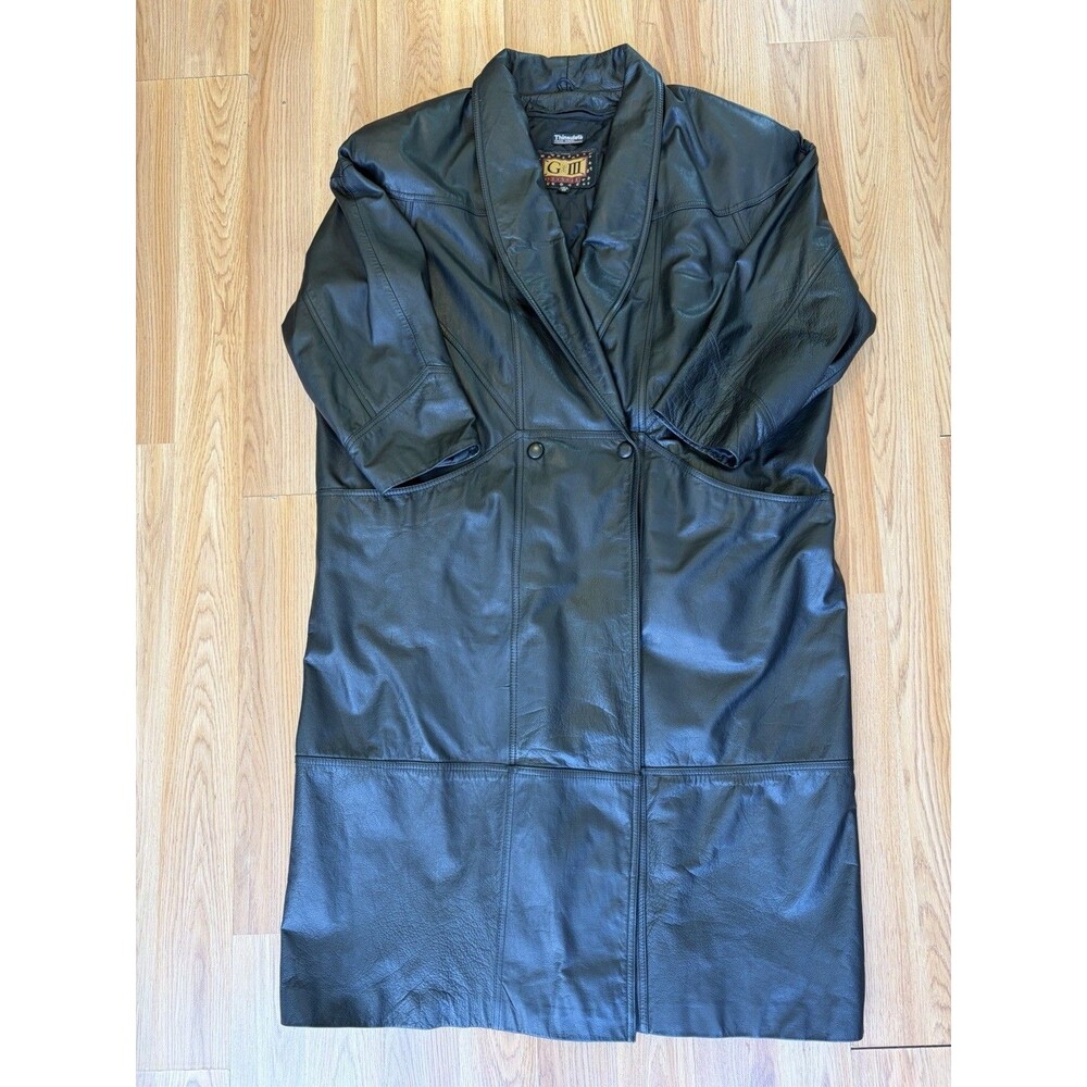 Vintage 80s G-III Black Leather Jacket Plus Size 2X Thinsulate Coat Mob